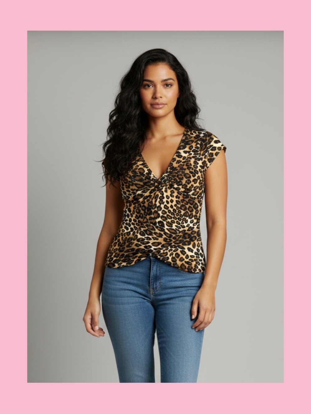 Suzie In The City Leopard-Print Twist V-Neck Blouse - Brown & Black